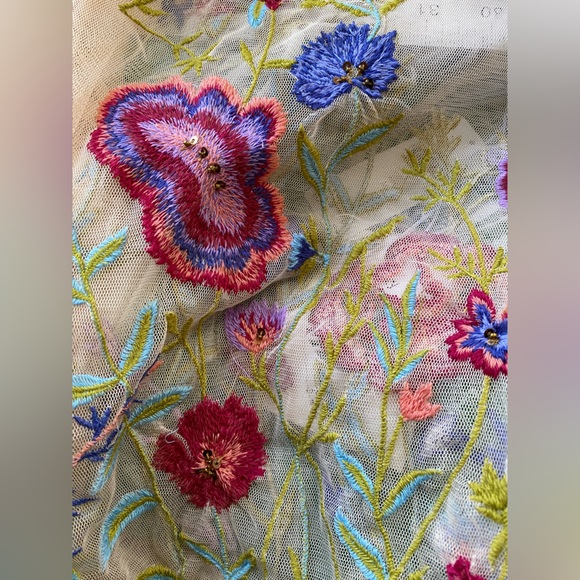 Anthropologie The Layla Long-Sleeve Appliqué Mesh Blouse size 2XS XXS new - Picture 9 of 10